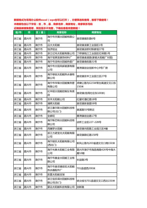 2020新版浙江省嘉兴市海宁市太阳能工商企业公司商家名录名单黄页联系电话号码地址大全140家