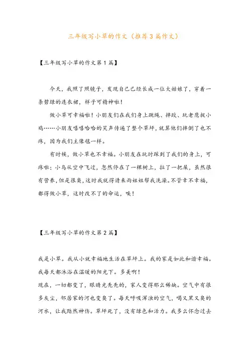 三年级写小草的作文(推荐3篇作文)