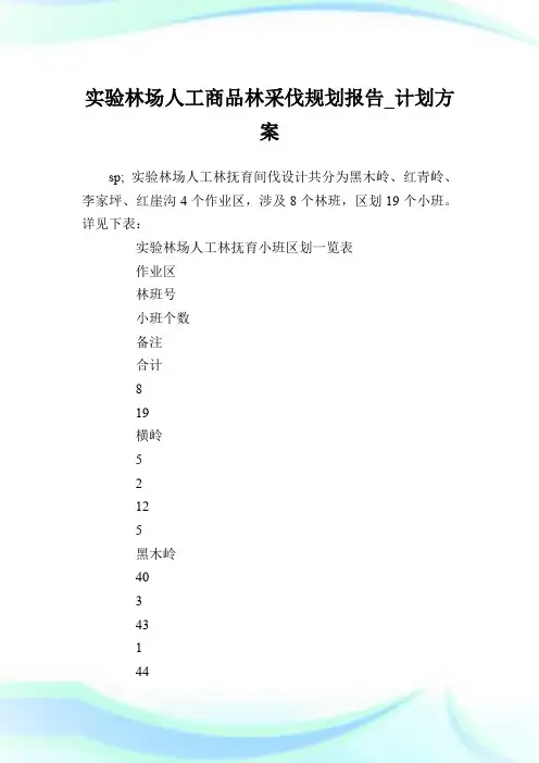 实验林场人工商品林采伐规划报告_计划方案.doc