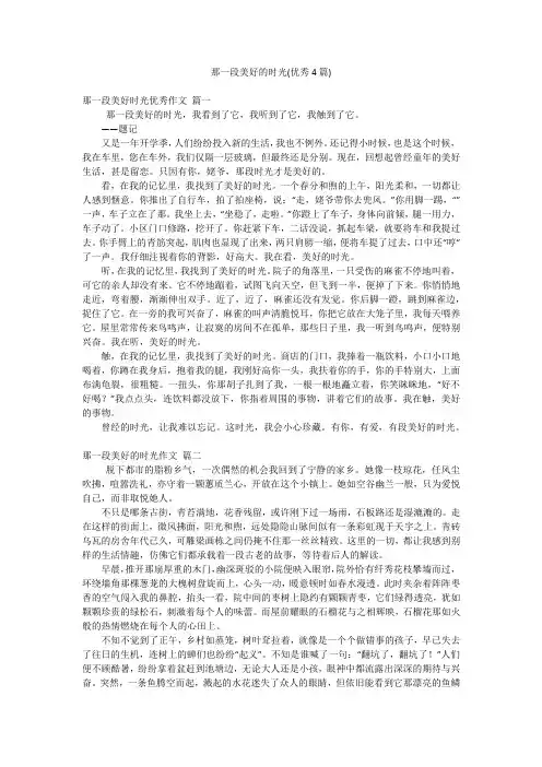 那一段美好的时光(优秀4篇)