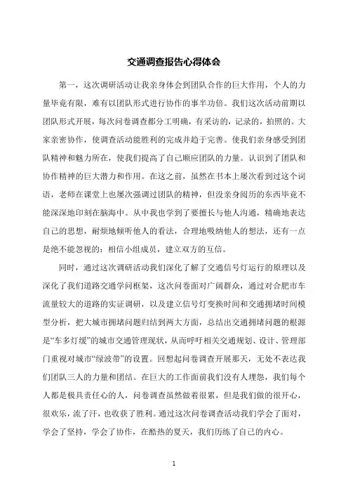 交通调查报告心得体会