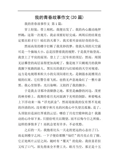 我的青春故事作文(20篇)