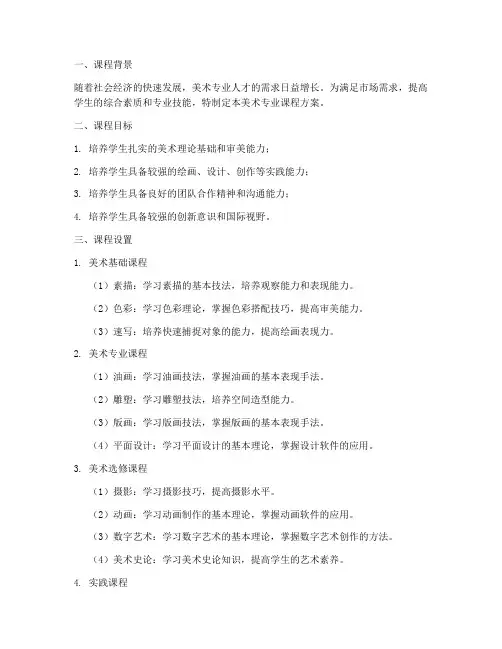美术专业课程方案设计模板