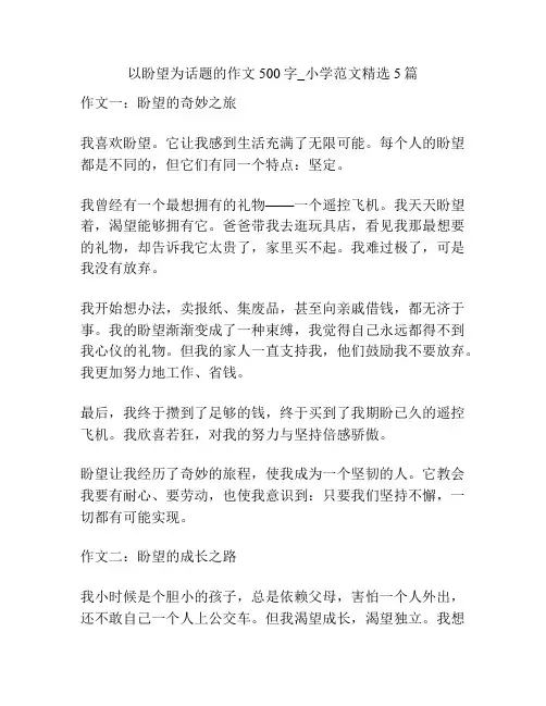 以盼望为话题的作文500字_小学范文精选5篇