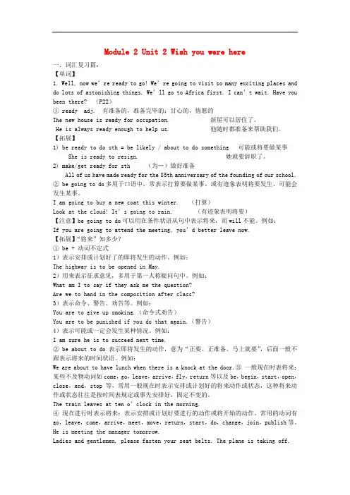 高中英语 模块2第2单元 wish you were here 词汇复习篇+单元测试篇 牛津译林版