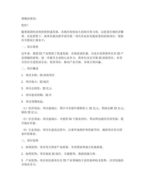招商项目申请书