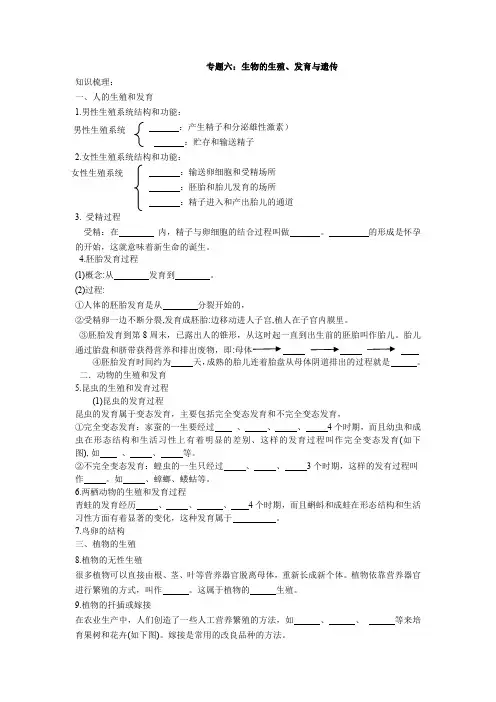 中考生物知识点过关专题《生物的生殖、发育与遗传》