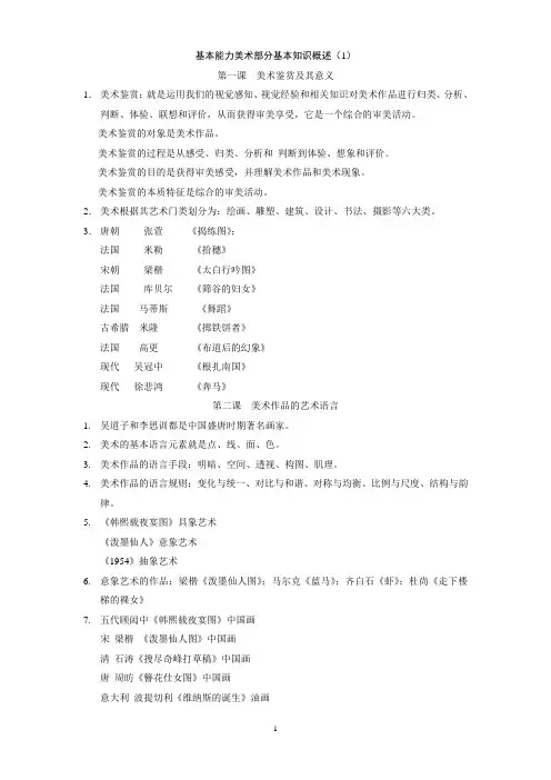 考点解析--美术部分基本知识