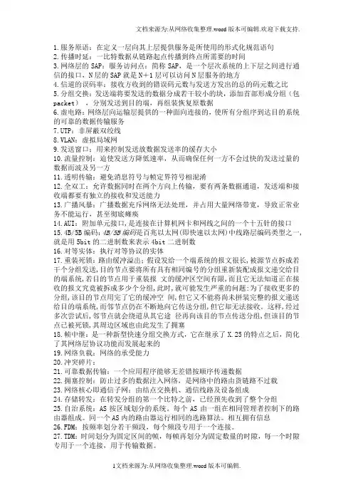 计算机网络名词解释