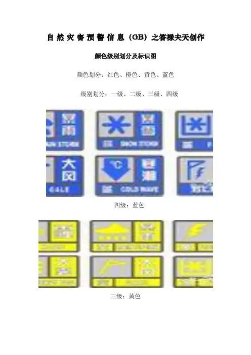 自然灾害预警信息---颜色、等级划分及图标