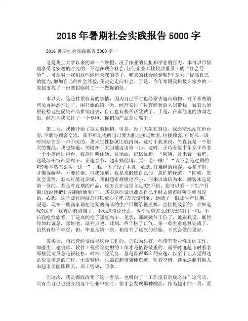 暑期社会实践报告5000字