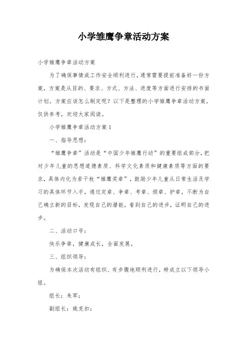 小学雏鹰争章活动方案