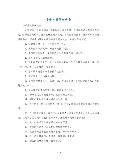小学生设问句大全