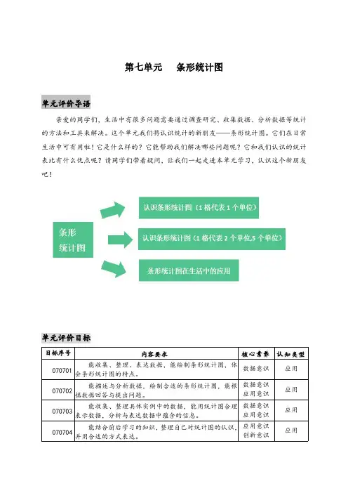 人教版四年级数学上册第七单元素养评价课时分层作业设计条形统计图