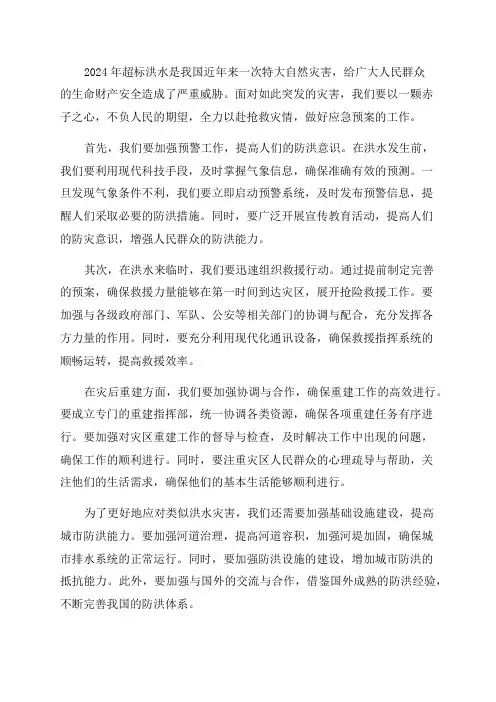 2024年超标洪水应急预案