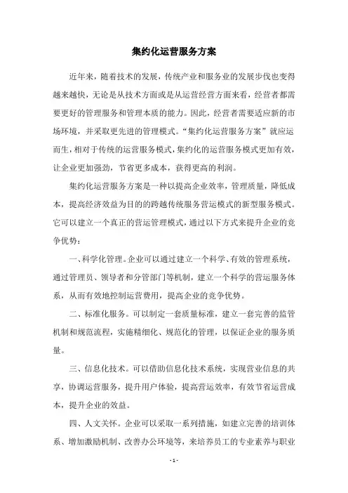 集约化运营服务方案