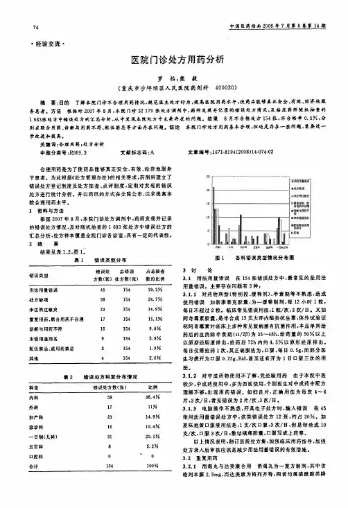 医院门诊处方用药分析