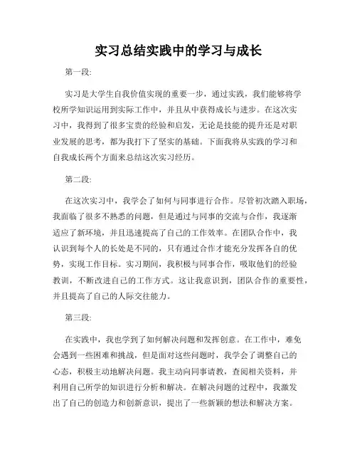 实习总结实践中的学习与成长