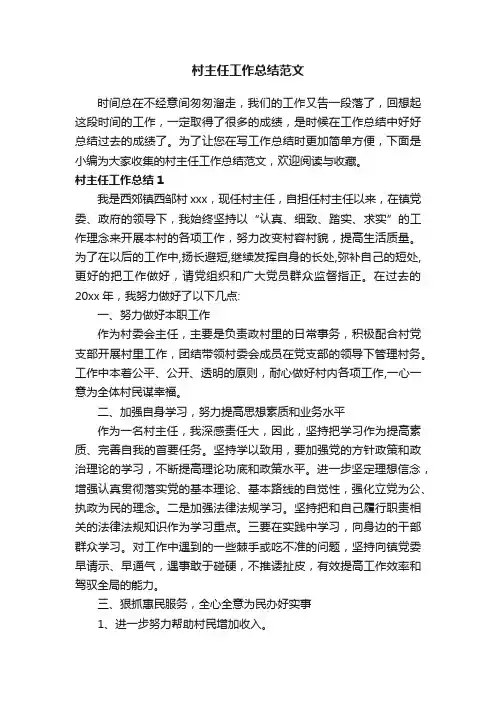 村主任工作总结范文