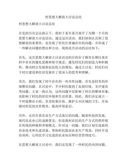 村思想大解放大讨论总结