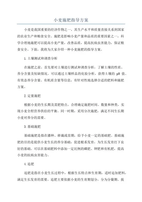 小麦施肥指导方案