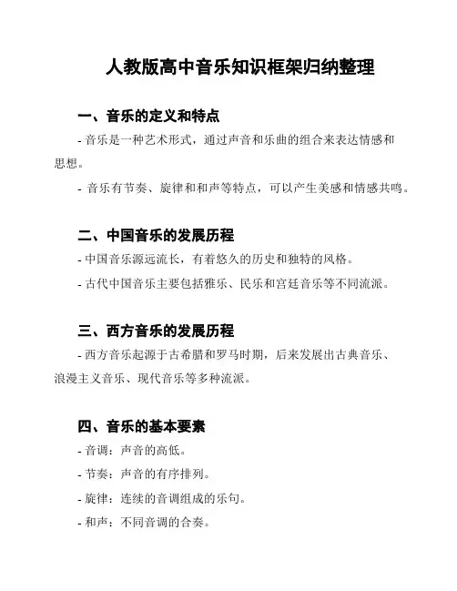人教版高中音乐知识框架归纳整理