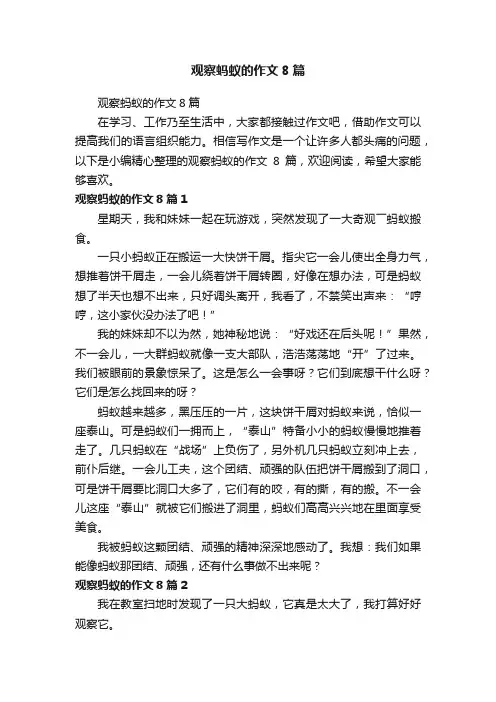 观察蚂蚁的作文8篇