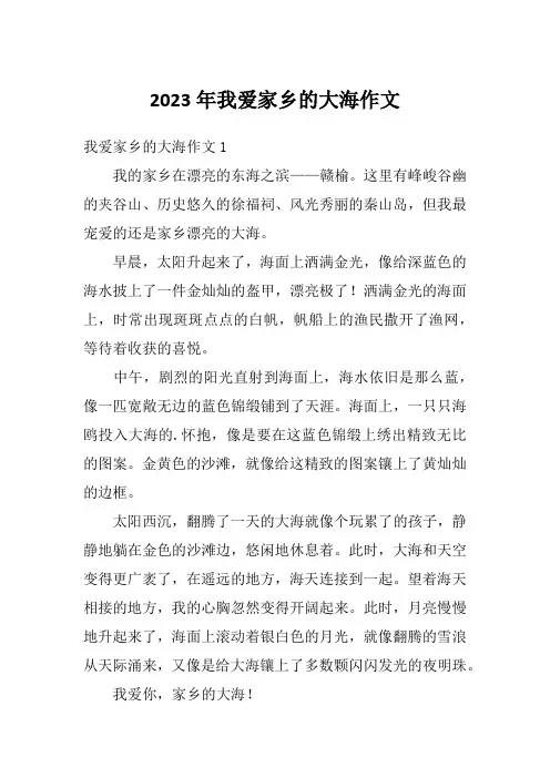 2023年我爱家乡的大海作文