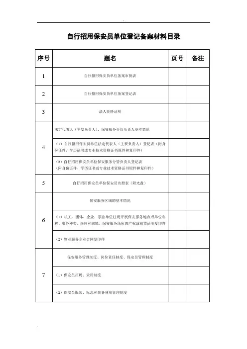 自招保安单位备案材料范本