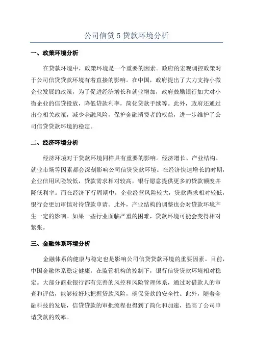 公司信贷5贷款环境分析
