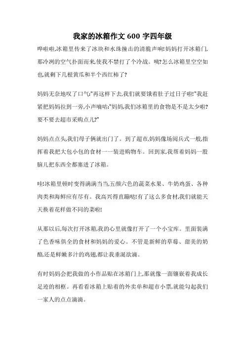 我家的冰箱作文600字四年级