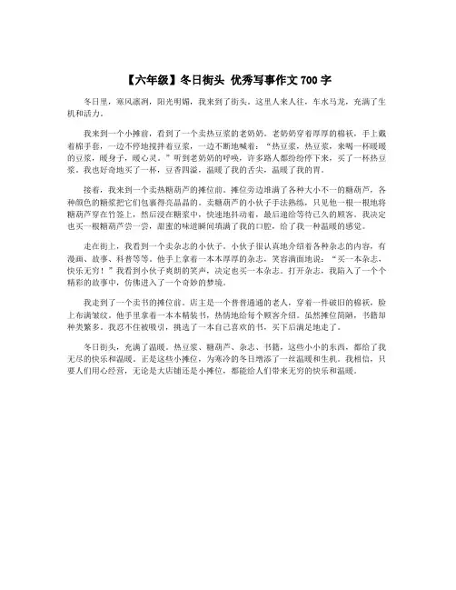 【六年级】冬日街头 优秀写事作文700字