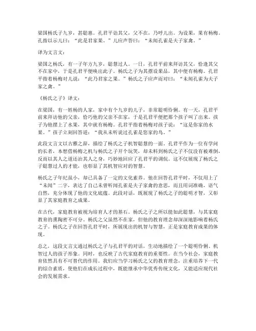 杨式之子文言文翻译