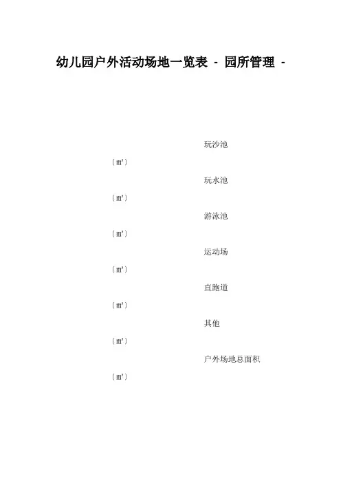 (幼教精选)幼儿园户外活动场地一览表 - 园所管理 - 