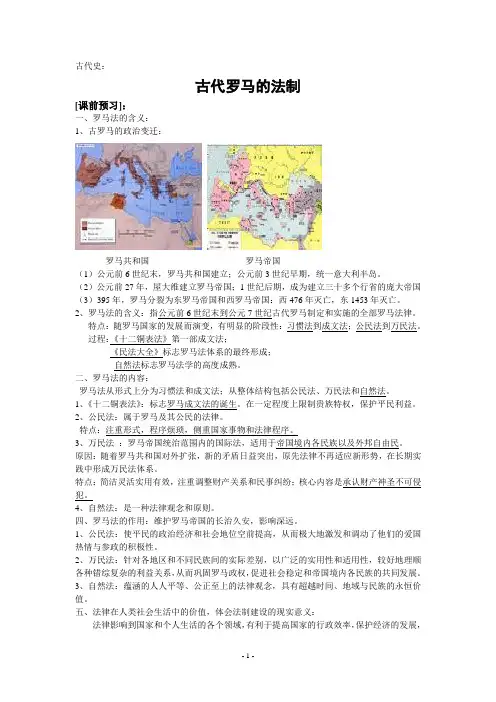 (高中历史复习提纲)古代罗马