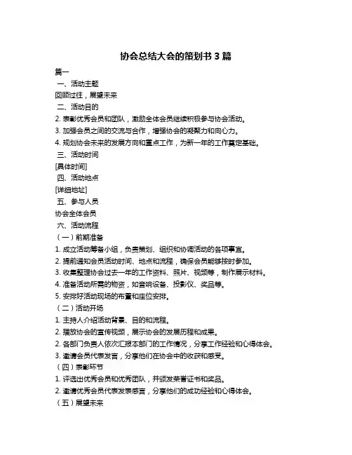 协会总结大会的策划书3篇