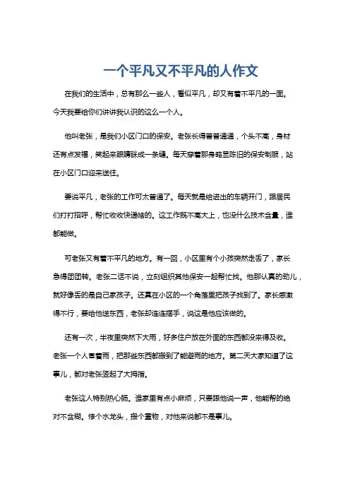 一个平凡又不平凡的人作文