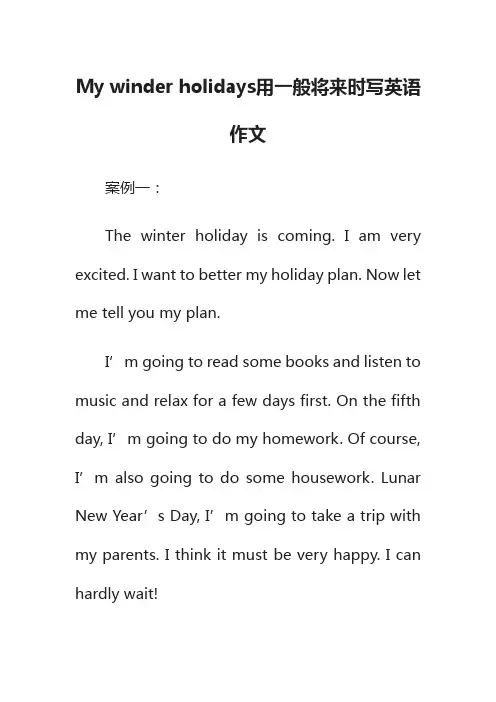 My winder holidays用一般将来时写英语作文