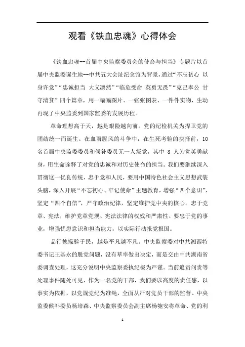 观看《铁血忠魂》心得体会