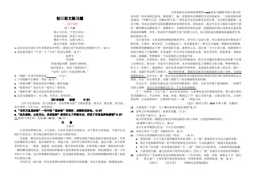 初三语文练习题(尖子生)