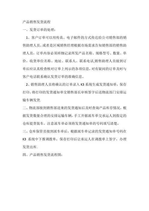 产品销售发货流程