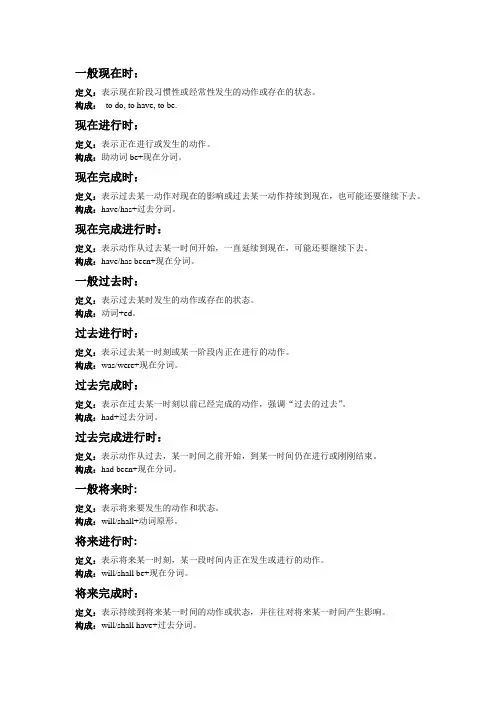 动词的12种时态