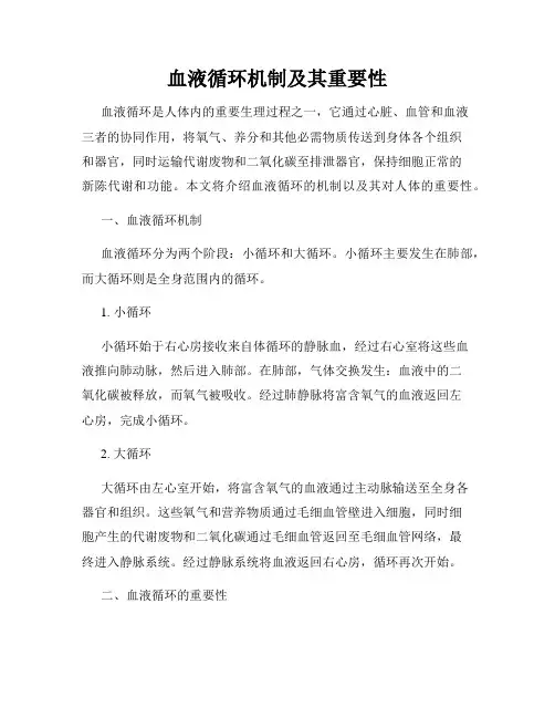 血液循环机制及其重要性