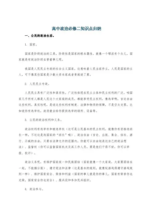 高中政治必修二知识点归纳
