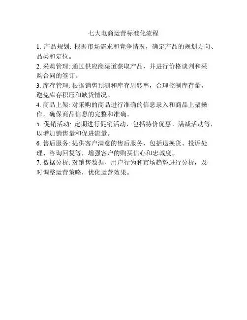 七大电商运营标准化流程