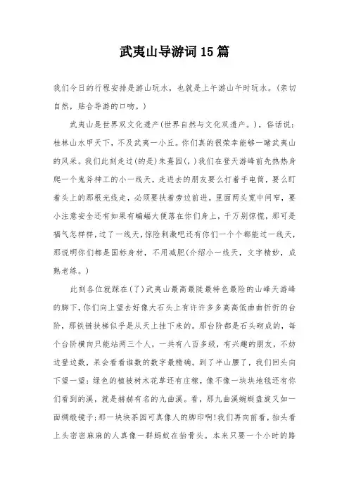 武夷山导游词15篇