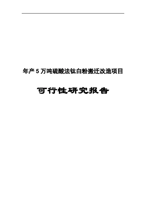 年产5万吨硫酸法钛白粉搬迁改造项目可行性研究报告
