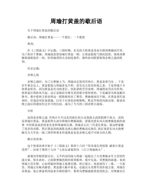 周瑜打黄盖的歇后语 2