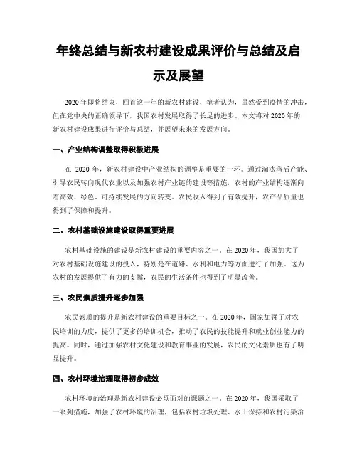 年终总结与新农村建设成果评价与总结及启示及展望