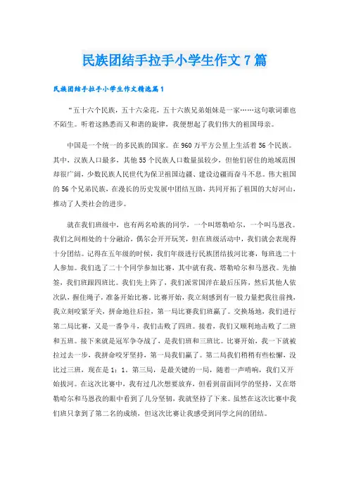 民族团结手拉手小学生作文7篇